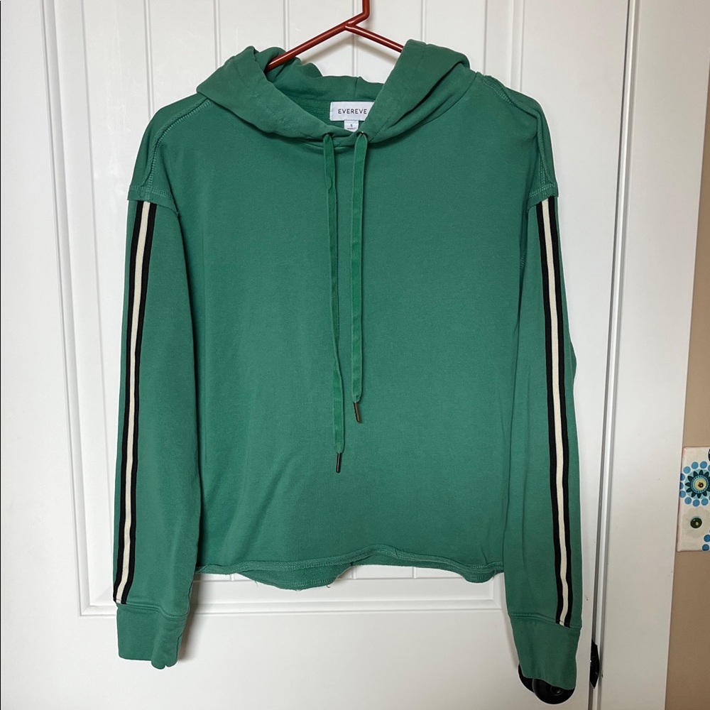 Evereve Green Hoodie with Striped Sleeves